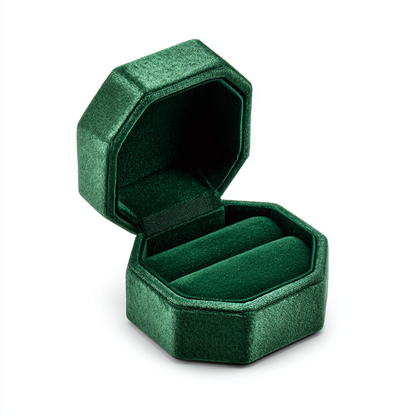 Drivonix Velvet Hexagon Ring Box - Emerald Green